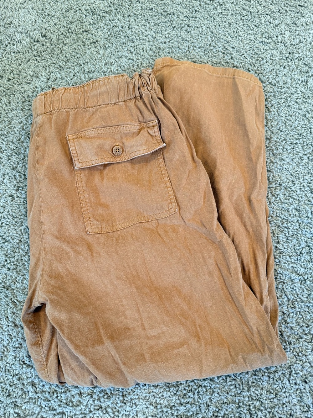 Kut from the Kloth Camel Brown Drawstring Linen Blend Pants - Picture 8 of 9